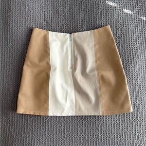 Vestique Tan and Cream Panel Mini Skirt